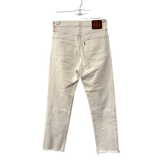 Levi's 25 Wedgie Straight Leg Jeans $99 High Rise Ankle Crop White Stretch Denim - Picture 2 of 5